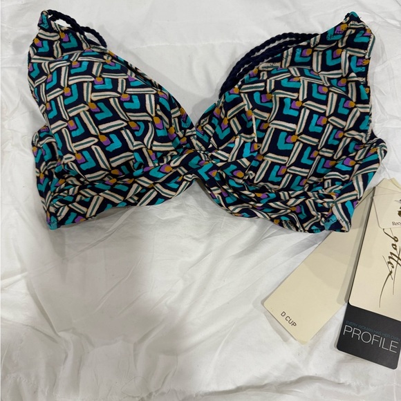 PROFILE BY GOTTEX MASQUERADE D-CUP STRAPPY V-NECK BIKINI TOP Sz 32D - Picture 5 of 8